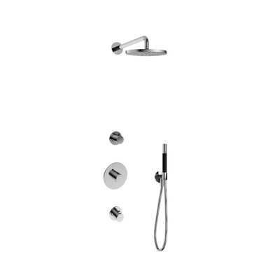 Hotbath Cobber IBS20 Ensemble de douche de tête encastré - bras de douche mural 35 cm - douche de tête ronde 20 cm - douchette à main stick - chrome