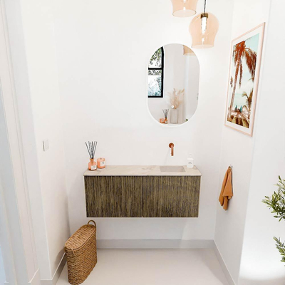 Mondiaz JOYA-DLUX 100cm toiletmeubel - kleur Dusk - Wastafel FAYE positie Rechts Zonder kraangat kleur Frappe.