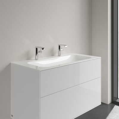 Villeroy & Boch Finion lavabo à poser sur meuble - avec 2 trous de robinet 100x50cm - ceramic+ sans trop-plein blanc