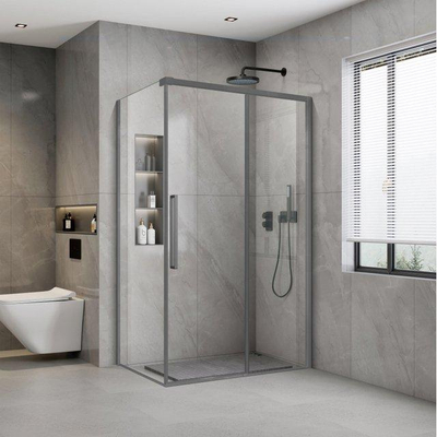 Aqua Vista Lokla paroi latérale - 100x200cm - incl. kit de montage - pour cabine de douche - gunmetal