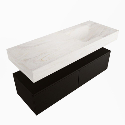 Mondiaz ALAN-DLUX Ensemble de meuble - 120cm - meuble Urban mat - 2 tiroirs - Lavabo Cloud Ostra suspendu - vasque droite - 0 trous de robinet