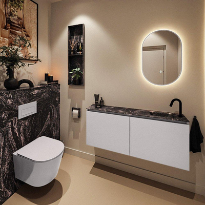 MONDIAZ TURE-DLUX 120cm toiletmeubel Cale. EDEN wastafel Lava positie rechts. Met 1 kraangat.