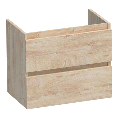 BRAUER Joy wastafelonderkast ondiep - 60x39x50cm - 2 softclose lades - greeploos - 1 sifon uitsparing - Forest Wheat