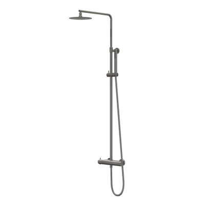 IVY Bond Ensemble de douche de tête - apparent - pomme de douche principale medium 20 cm - douchette barre Finition metal black brossé PVD
