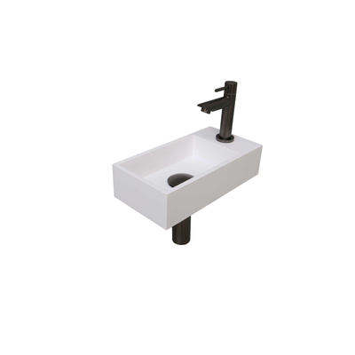 Ink Versus fonteinset – 36x18x9 cm – polystone wit glans – kraangat rechts – zwarte kraan