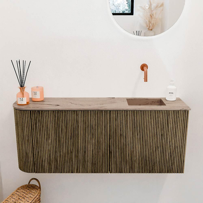 Mondiaz JOYA-DLUX 101.6cm toiletmeubel - ronding links kleur Dusk - Wastafel FAYE positie Rechts Zonder kraangat kleur Arena.