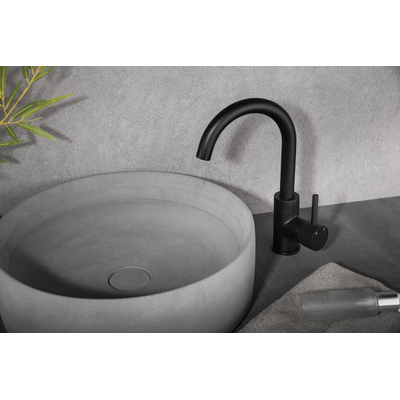Wiesbaden Ribbd Mitigeur lavabo avec bec pivotant mat noir