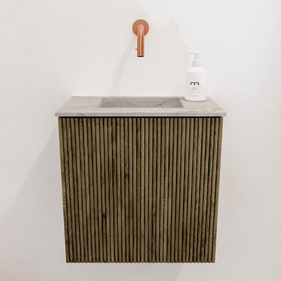 Mondiaz JOYA-DLUX 40cm toiletmeubel - kleur Dusk - Wastafel FAYE positie Midden Zonder kraangat kleur Glace.