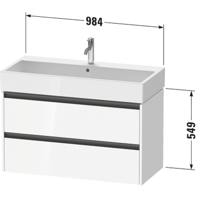Duravit ketho 2 meuble sous lavabo avec 2 tiroirs 98.4x46x54.9cm avec poignées anthracite graphite mat