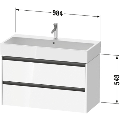 Duravit Ketho 2 meuble sous-lavabo avec 2 tiroirs 98.4x46x54.9cm avec poignées gris béton anthracite mat