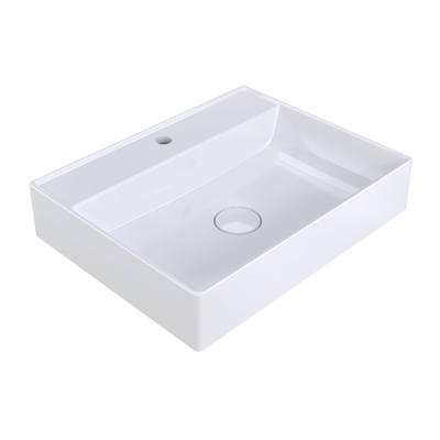 Arcqua Edge Lavabo à poser - 60x47x12cm - 1 trou de robinet - marbre de synthèse - blanc brillant