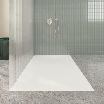 Villeroy & Boch Ecora douchebak - 160x100x4.5cm - afvoer korte zijde - stone white (wit)
