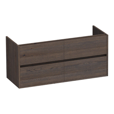 BRAUER Adore meuble sous-lavabo - 120x46x55cm - 4 tiroirs softclose - sans poignées - 2 découpes pour siphon - chêne massif - chêne à lattes noir