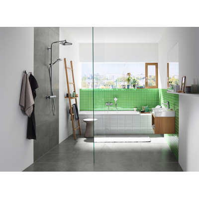 Hansgrohe Crometta s 240 - 1jet - showerpipe: - met Ecostat - 1001 CL douchekraan thermostatischHOH=15cm - met S - 24 - thermostaat - hoogglans chroom