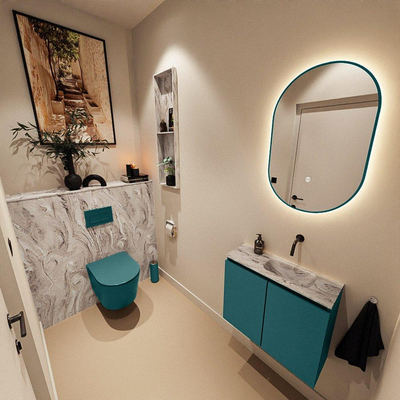 MONDIAZ TURE-DLUX 60cm toiletmeubel Smag. EDEN wastafel Glace positie rechts. Zonder kraangat.