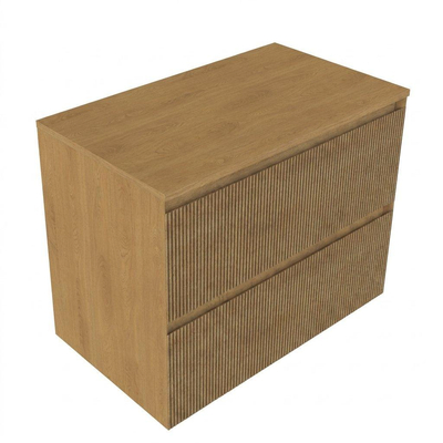 Saniclass Holz Atelier Badkamermeubelset - 80x45x60cm - topblad - zonder kraangaten - 2 lades - Eiken Natural