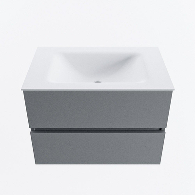 Mondiaz VICA ensemble de meuble de salle de bain - 70cm - meuble sous-vasque plata - 2 tiroirs - lavabo cloud milieu - sans trous de robinet - version haute de 60cm - talc