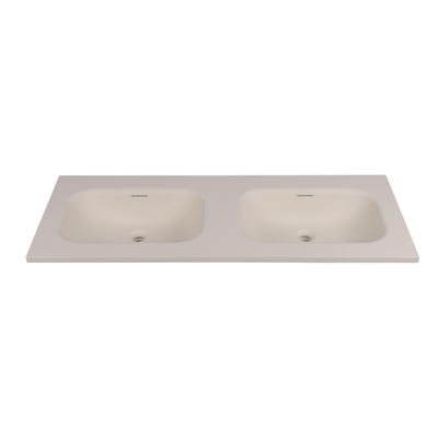 Saniclass Torino Vasque-meuble - 120.5x46x17.5cm - solid surface - 2 vasques - sans trou de robinetterie - blanc cassé