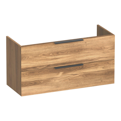 BRAUER Elevate meuble-lavabo peu profond 100 sans poignées rapportées 2 tiroirs à fermeture en douceur et 1 découpe pour siphon - Honey