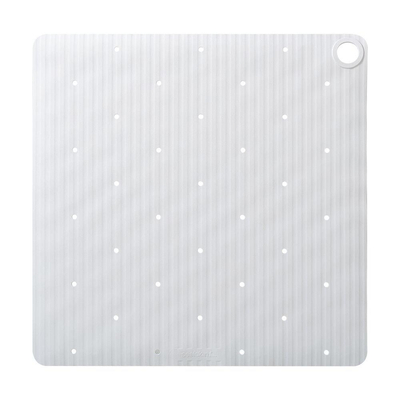 Sealskin Ribb Tapis de douche - 55x55cm - Antidérapant - inclus - crochet noir - Blanc