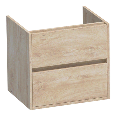 BRAUER Adore Meuble sous-lavabo - 60x46x55cm - 2 tiroirs à fermeture en douceur - sans poignée - 1 découpe pour siphon - Forest Wheat