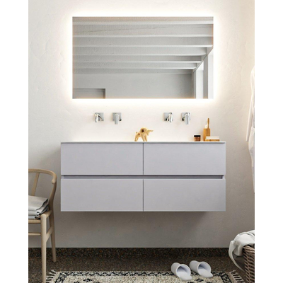 Mondiaz VICA ensemble de meuble de salle de bain - 120cm - cale - 4 tiroirs - lavabo cloud double - sans trou de robinet - miroir LED - version XL 60cm de haut