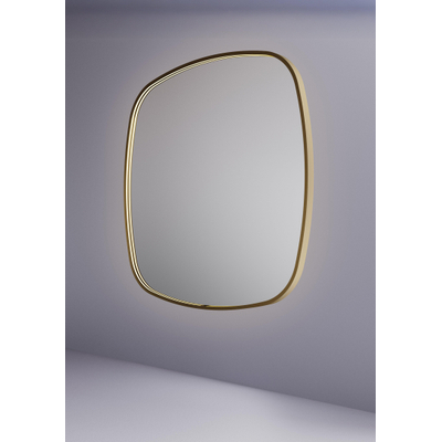 Hotbath &MORE Spiegel in aluminium frame / contour - 120x120cm - inclusief direct & indirect LED - spiegelverwarming - color changing - dimbaar - dottless - met afstandsbediening - PVD - geborsteld messing goud