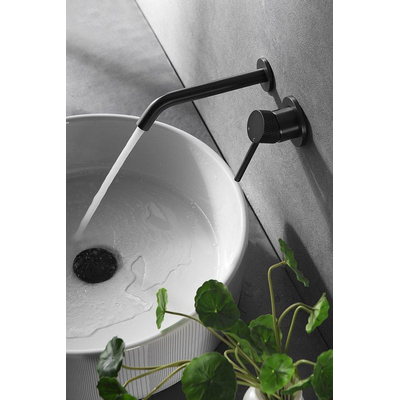 Wiesbaden Ribbd eenhendel wastafelkraan met coldstart inbouw compleet gunmetal PVD