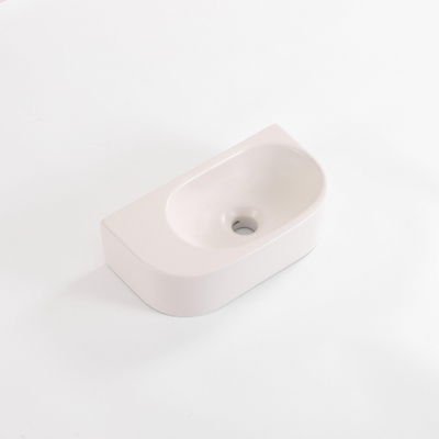 QeramiQ Pure Lavabo pour WC - 40x22x12 cm - lisse - demi-rond - sans trou de robinet - ceramique - lin