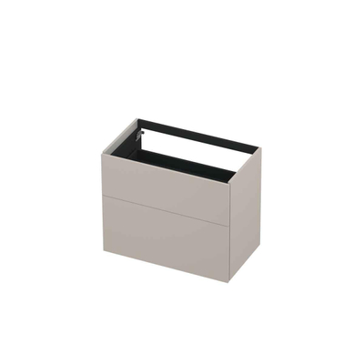 INK P2O Meuble sous-lavabo - 80x45x65cm - 2 tiroirs - push to open - façades rapportées droites MDF laque mate gris cachemire