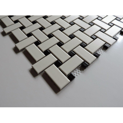 The Mosaic Factory Paris mozaïektegel - 30x30cm - wand en vloertegel - Rechthoek - Porselein White and Black Mat
