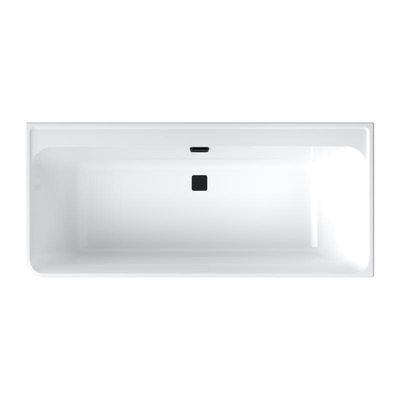 Villeroy & Boch Collaro demi-baignoire d’angle autoportante - 180x80cm - rectangulaire angle droit trop-plein noir mat Acrylique Blanc Brillant