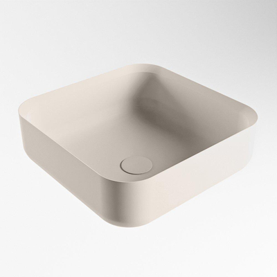 Mondiaz Binx Vasque à poser 36x36x13cm carré Solid Surface Linen/Blanc