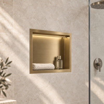 Fortifura Galeria Inbouwnis - 30x30x7cm - LED verlichting - geborsteld messing (goud)