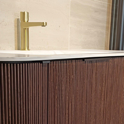 MONDIAZ KURVE-DLUX 200cm meuble de salle de bains avec module 25 Len R couleur Shadow avec 2 tiroirs et 2 portes. Vasque STOR SMALL double sans trou de robinet couleur Opalo.