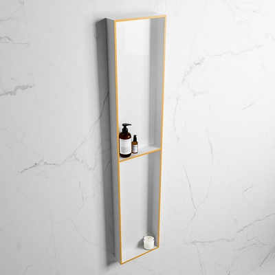 Mondiaz Easy nis 29.5x89.5x8cm voor Inbouw/opbouw 2 open vakken Solid surface Talc/Ocher