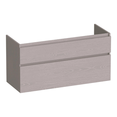 BRAUER Delight meuble sous lavabo - 120x46x60cm - 2 tiroirs à fermeture douce - sans poignée - 2 découpes pour siphon - Timber Greige