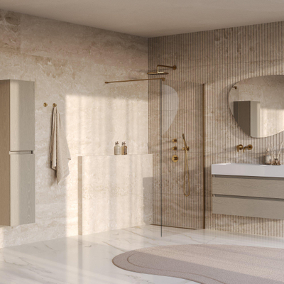 BRAUER Oblivion Inloopdouche - 100x200cm - glascoating - helder glas - geborsteld goud PVD