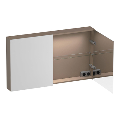 BRAUER Impress Deluxe armoire de toilette – Éclairage LED – 2 portes, portes-miroir double face – Moka