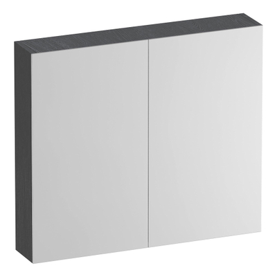 BRAUER Impress Deluxe armoire de toilette miroir - 80x70x15cm - éclairage interne et externe - 2 portes miroir double face - Timber Grey