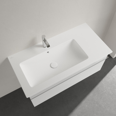 Villeroy & Boch Venticello Lavabo pour meuble 100x50cm 1 vasque gauche et 1 trou percé (2 trours perçables) avec trop-plein Ceramic+ stone white