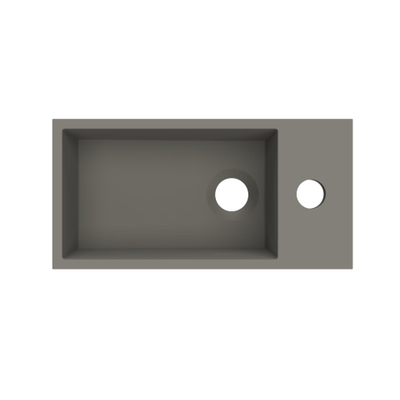 Arcqua Flair fontein - 36x18x9cm - cast marble - 1 kraangat - rechts - mat quartz grijs