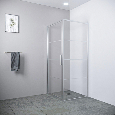 Saniclass Colorem Cabine de douche 90x90x200cm verre clair 8mm Nano avec cadre Inox brossé