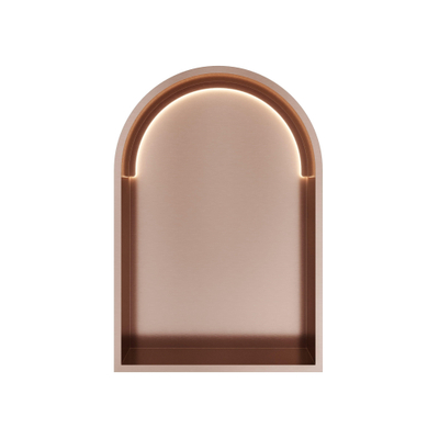 Hotbath &MORE Boîte encastrée ou niche encastrée Modèle en arc 30x45x10cm avec LED IP44 Cuivre brossé PVD