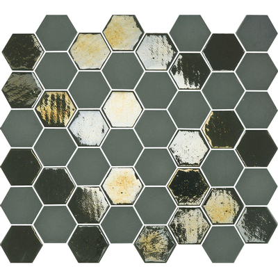 The Mosaic Factory Valencia mozaïektegel - 28x33cm - 5mm - hexagon - mat en glans khaki (groen)