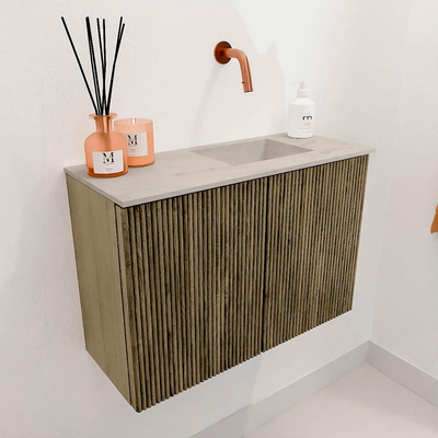 Mondiaz JOYA-DLUX 60cm meuble de toilette - couleur Dusk - Vasque FAYE position Droite Sans trou de robinet couleur Opalo