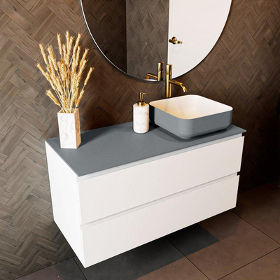 Mondiaz TOP 46 Topblad - 100x46x0.9cm - geschikt voor afdekplaat - Solid surface - Plata