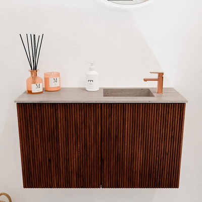 Mondiaz JOYA-DLUX 70cm toiletmeubel - kleur Ruby - Wastafel FAYE positie Rechts 1 kraangat kleur Saba.