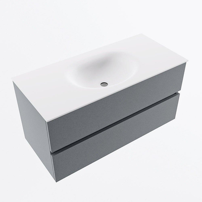 Mondiaz VICA ensemble de meuble de salle de bain - 100cm - meuble sous-vasque plata - 2 tiroirs - lavabo moon milieu - sans trous de robinet - version haute de 60cm - talc