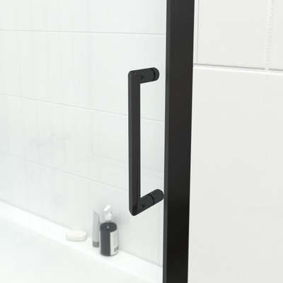 FugaFlow ID06 Quick Fit Page baignoire - Porte coulissante en 2 pièces - 170x150cm - 6mm verre de sécurité - anti calcaire - Noir mat